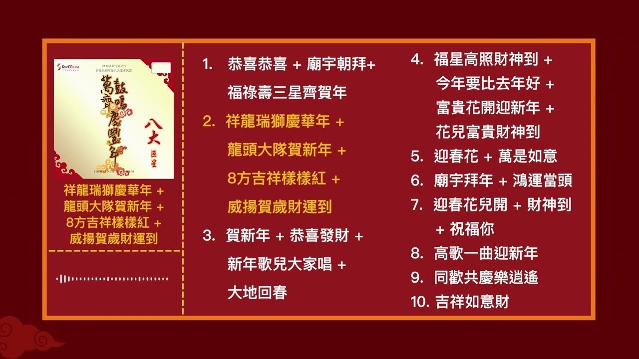 2026新年歌【八大巨星 新年歌曲合集 1】