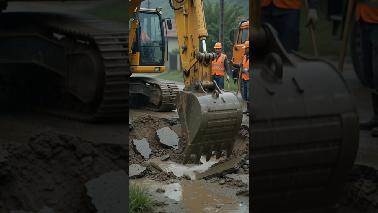Heavy Rain Destroyed the Road! 🌧️🛣️ Amazing Road Repair #Shorts#viralshorts #like #aianimation #yt