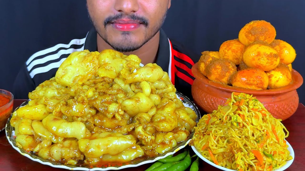 ASMR: Eating Most Oily Mutton Fat Curry, Noodles, Egg with Rice || Eating Show || Eat with SUMON