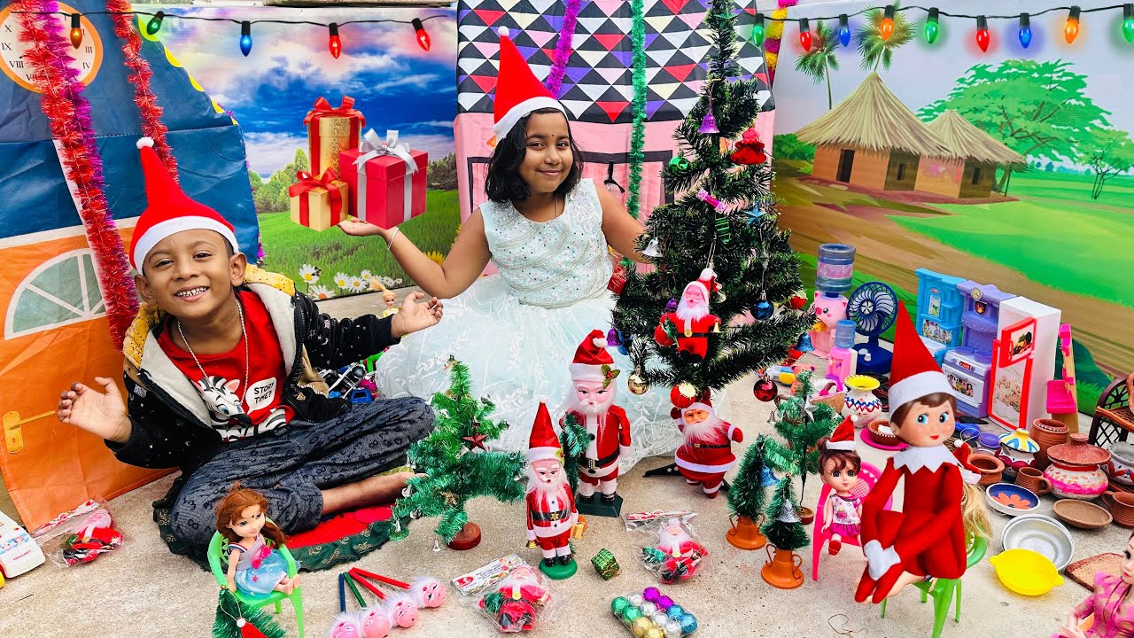 আরাধ্যা পুতুলদের নিয়ে আজকে ক্রিসমাস পালন করল 🧑‍🎄।putul khala/mini kitchenAaradhya part -44