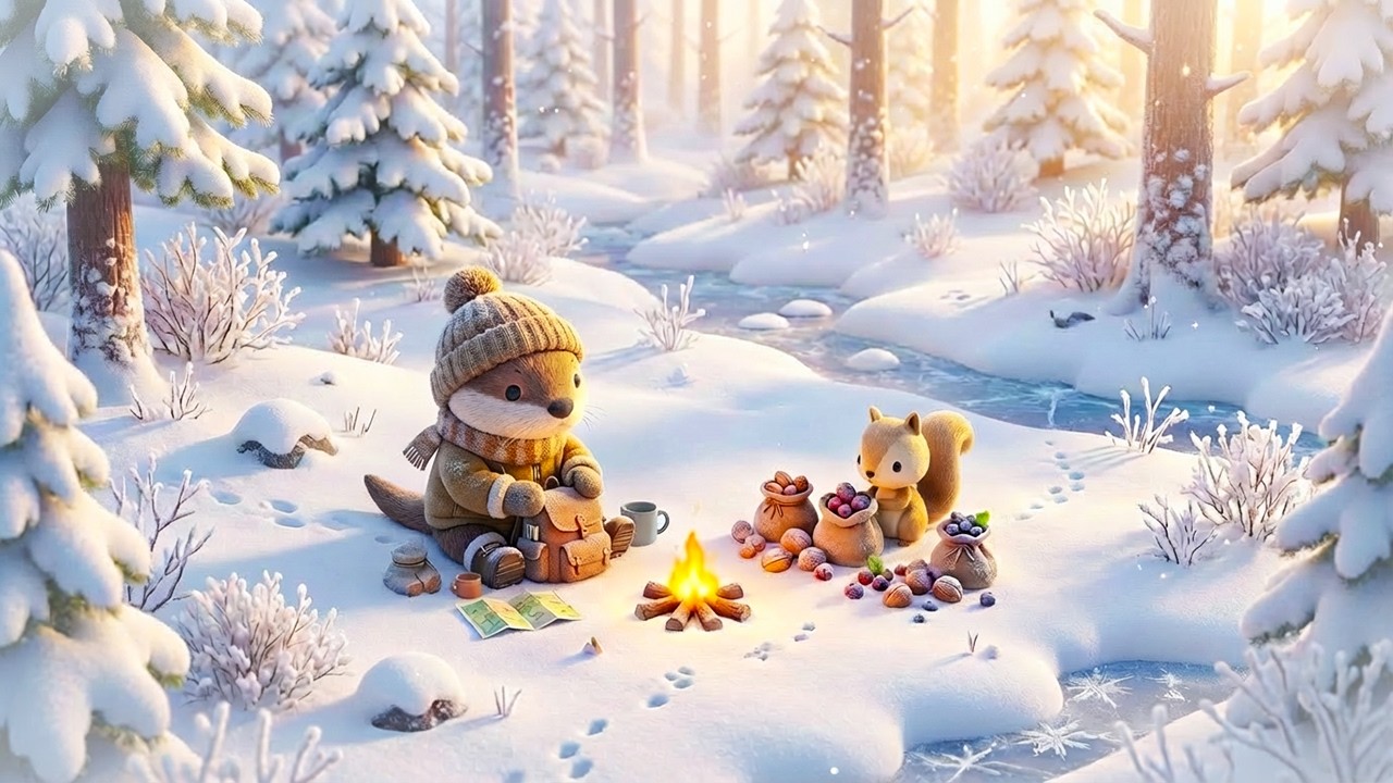 A Winter Morning Foraging Break | Wood-Tone Melodies | Study • Work • Relax