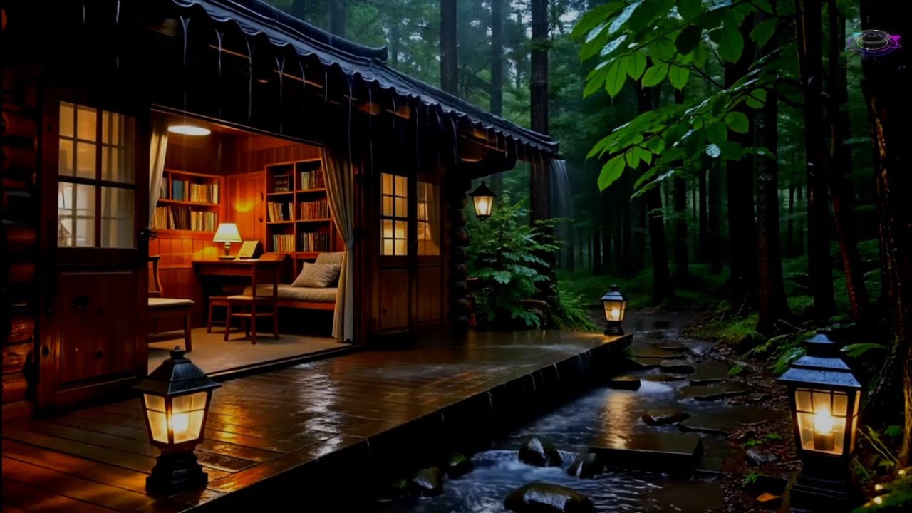 Heavy Rain in the Forest with Soft Piano 🎹 ASMR Relaxing Ambience 🌨 #rainoundforsleep