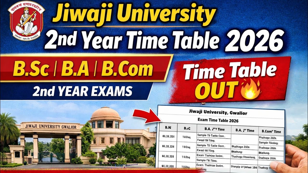 Jiwaji University 2nd Year Exam Date 2026 | BA BSc BCom Time Table Out