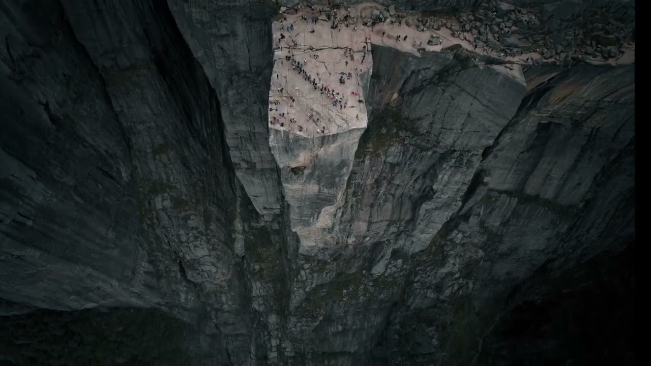 Amazing drone footage at Pulpit Rock aka Preikestolen in Norway - &ldquo;just&rdquo; 604 m straight fall