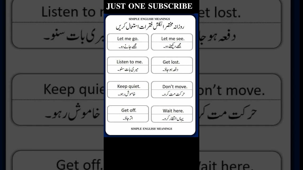 Daily Use Sentences in English with Urdu meanings 