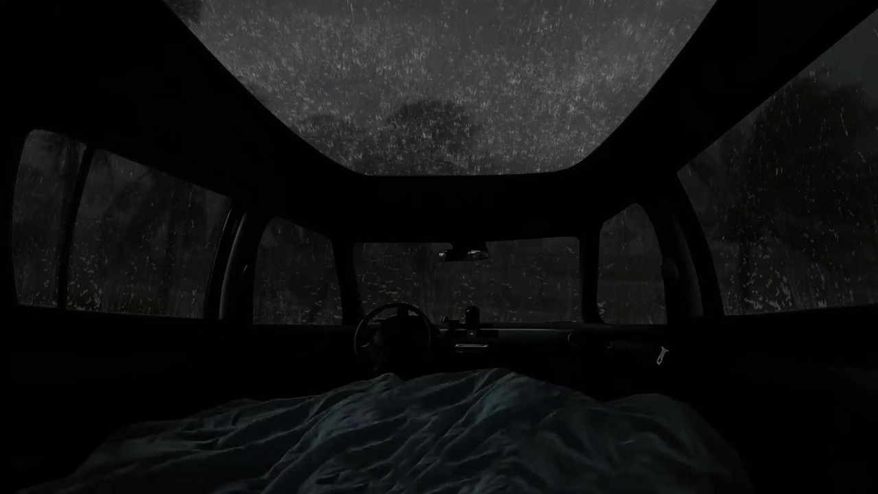 No Ads , Fall Asleep Fast in Minutes with Heavy Rain & Powerful Thunder Hitting a Car at Night 🌧️