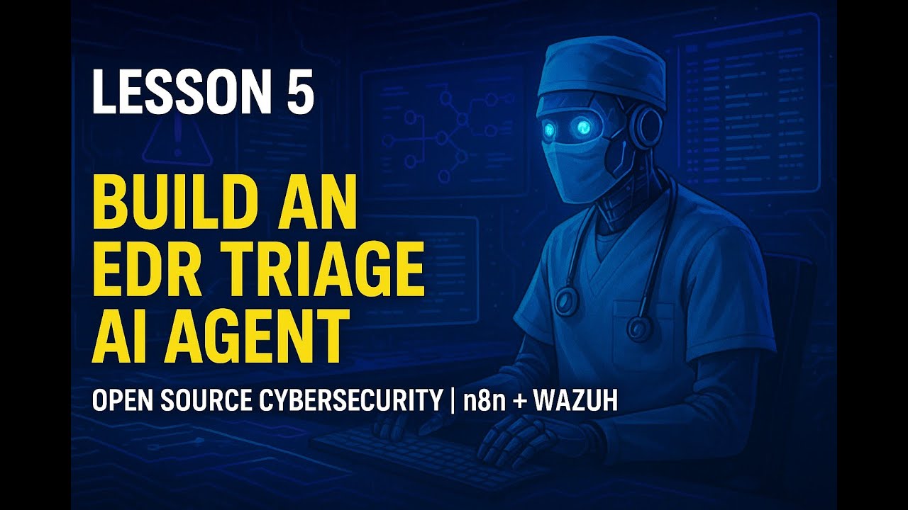 Lesson 5: Build an EDR Alert Triage AI Agent | n8n Wazuh | Open Source Cybersecurity