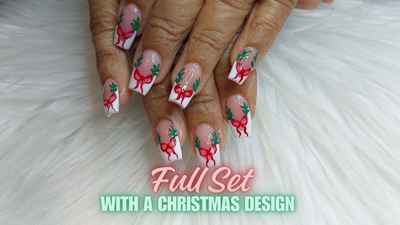 Acrylic Full Set With A Christmas Design