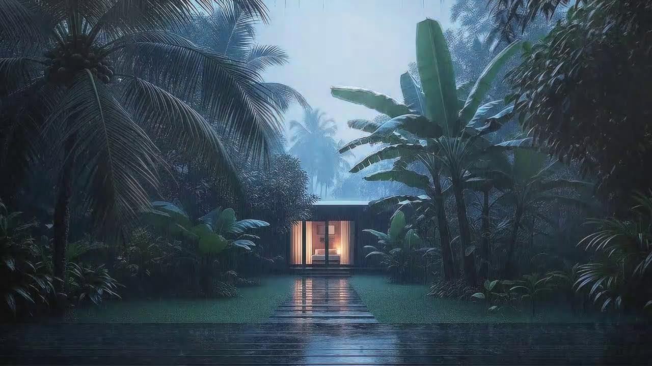 Rainfall On Remote Cabin Roof With Mild Storm Energy For Quick Sleep 🌧️