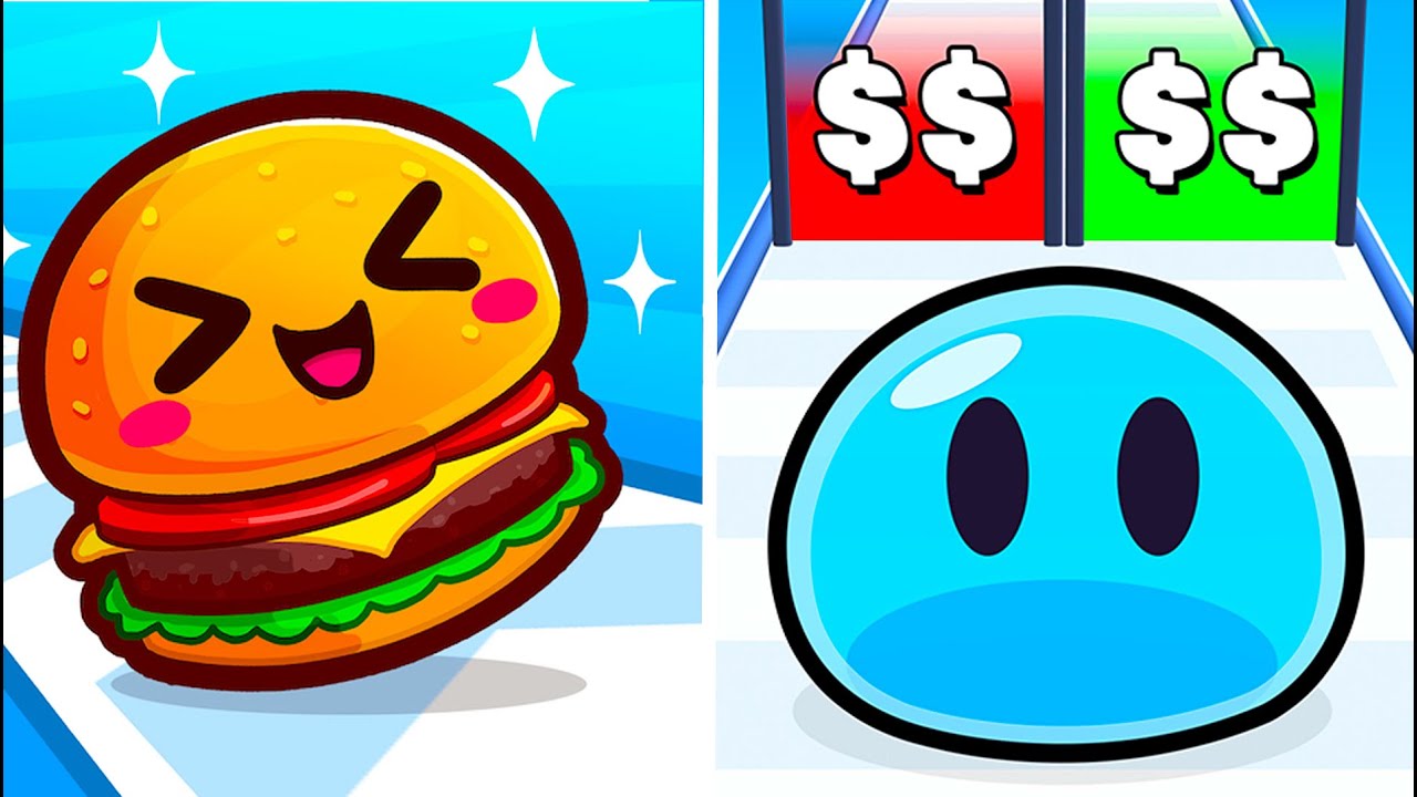SLIME RUN RACE 🟢 VS FOOD RUN 🍔 | ULTIMATE SLIME EVOLUTION! | CAN YOU EAT ALL THE JUNK FOOD? 💥 🏆 ⚡