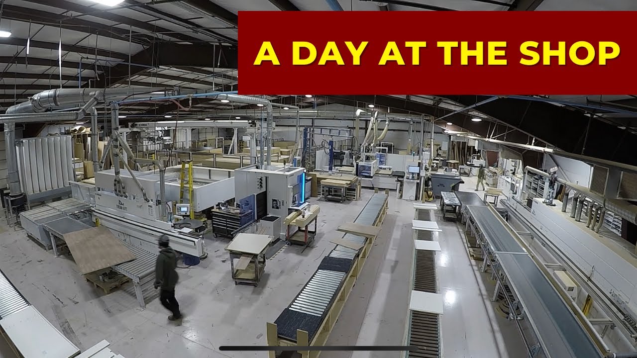 All four Homag CNC machines running cabinet and painted parts.