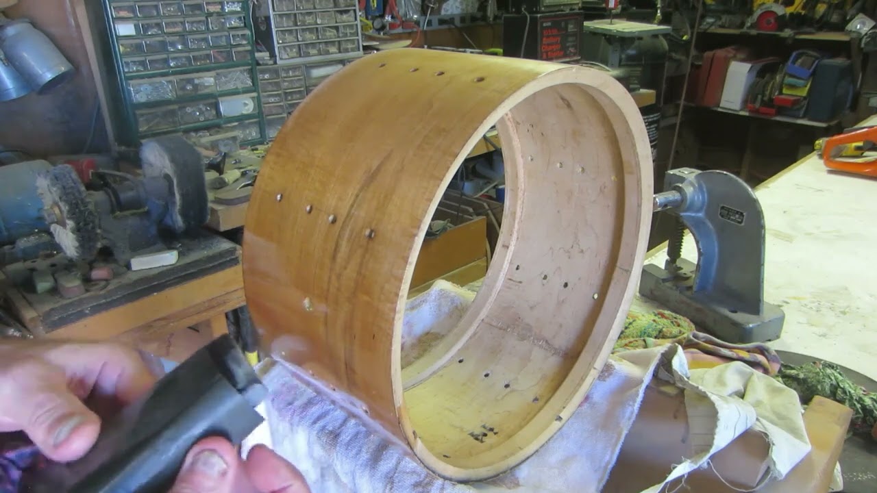 Part #2 Slingerland Radio King Snare Drum Crack Repair and Refinish
