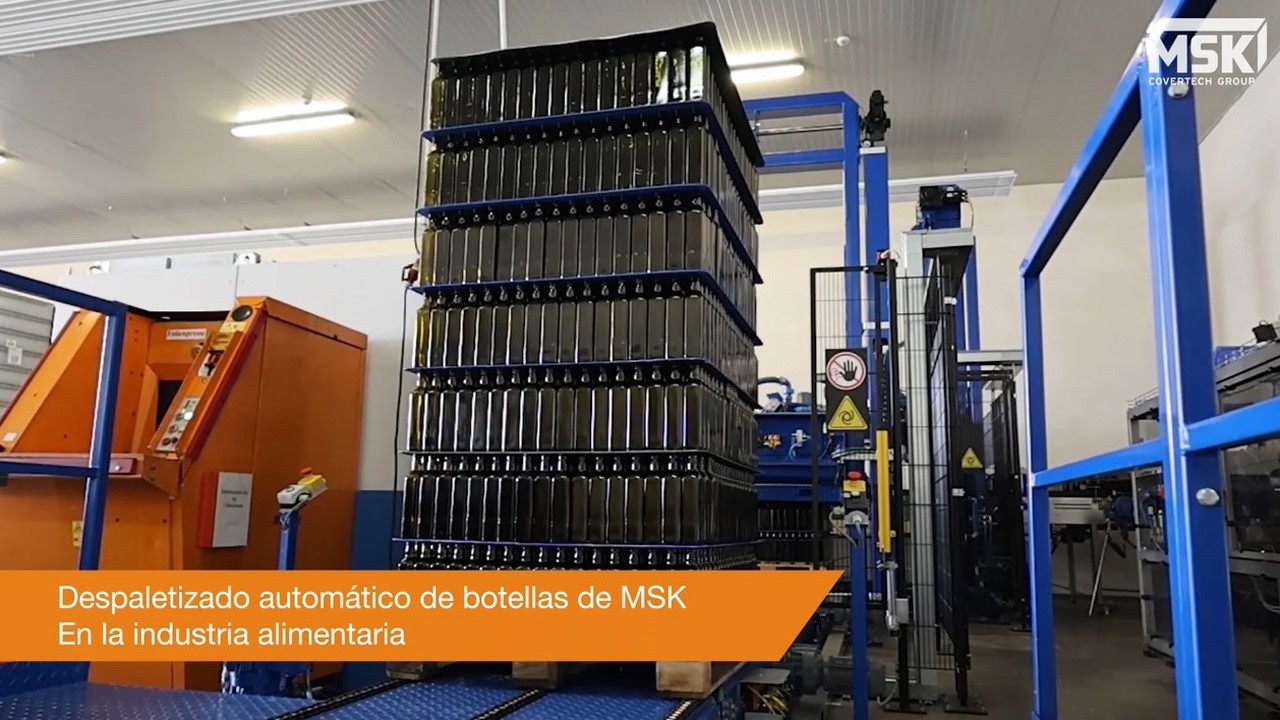 Despaletizador automático para botellas de aceite de oliva