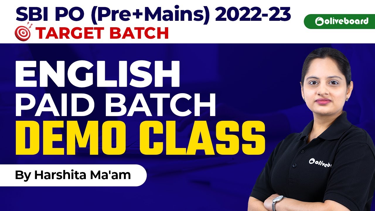 SBI PO (Pre+Mains) 2022-23 | Target Batch | English Paid Batch Demo Class | By Harshita Ma'am