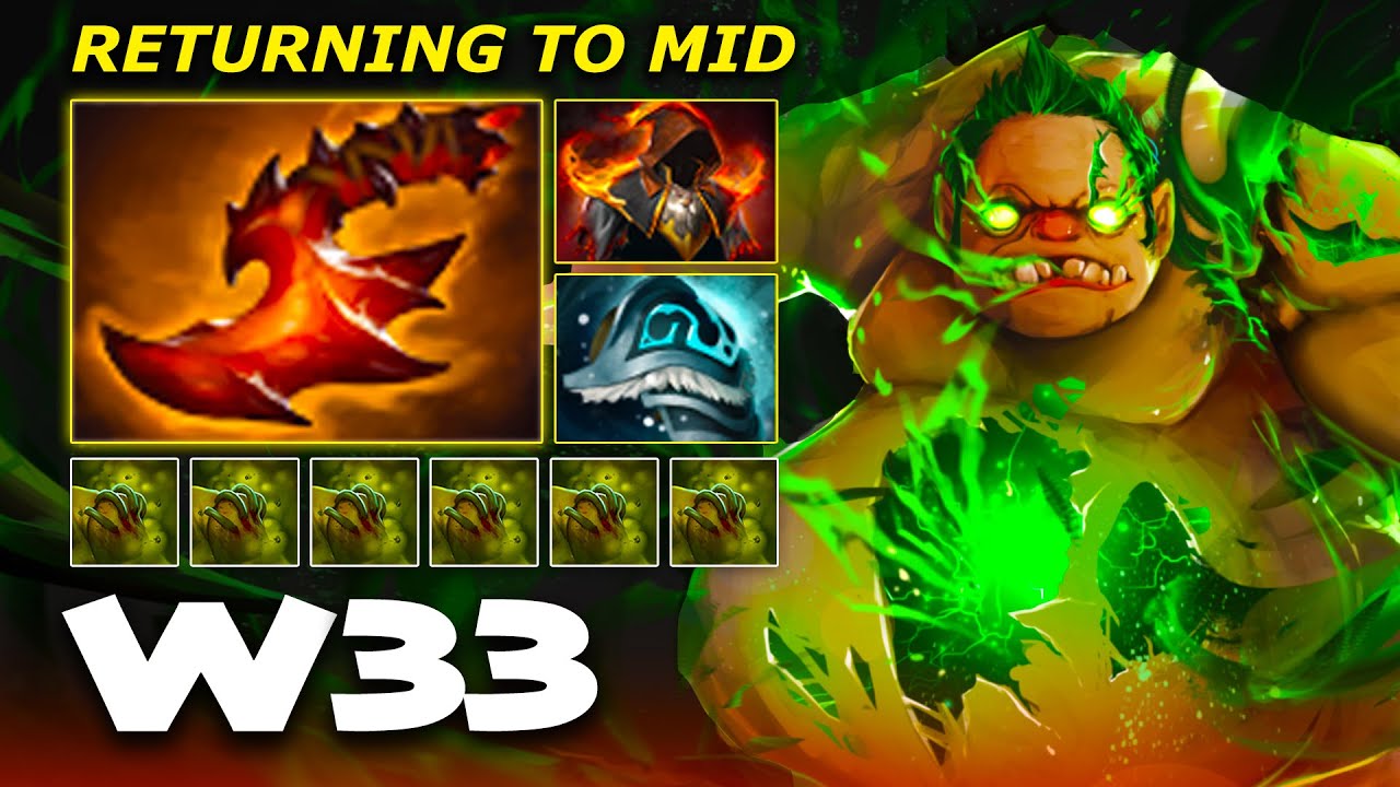 w33 PUDGE [S-Tier MID 7.35c] - Full Match Dota Class