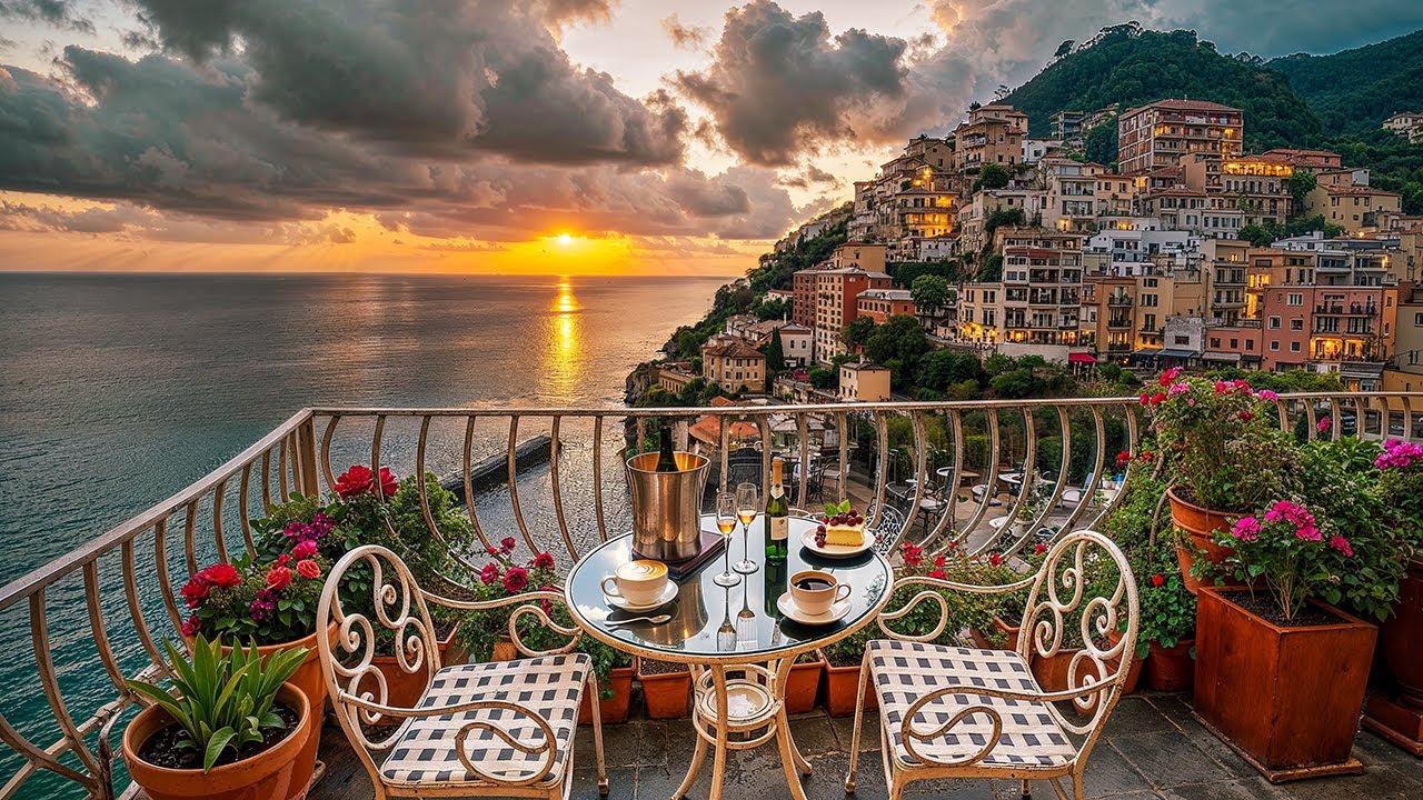 Italian Sunset Balcony Jazz ☕ Jazz Instrumental Music & Elegant Bossa Nova for Calm Focus & Study