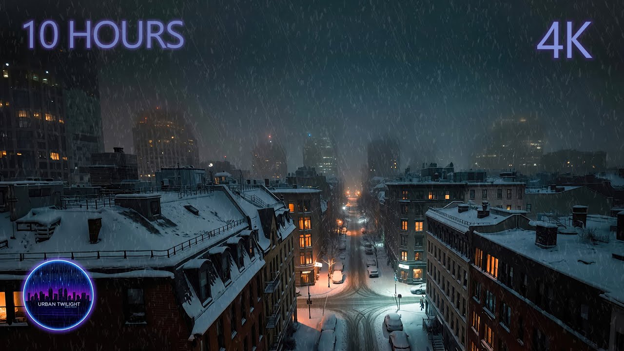 Winterfall Over Midtown | 11 Hours of Snowy City Calm