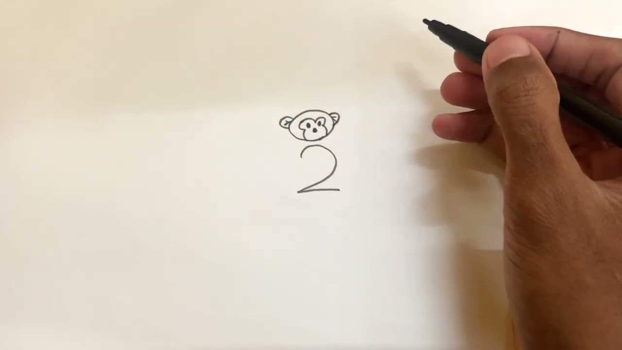 How to Draw a Monkey from Number 2 | Easy Number Drawing