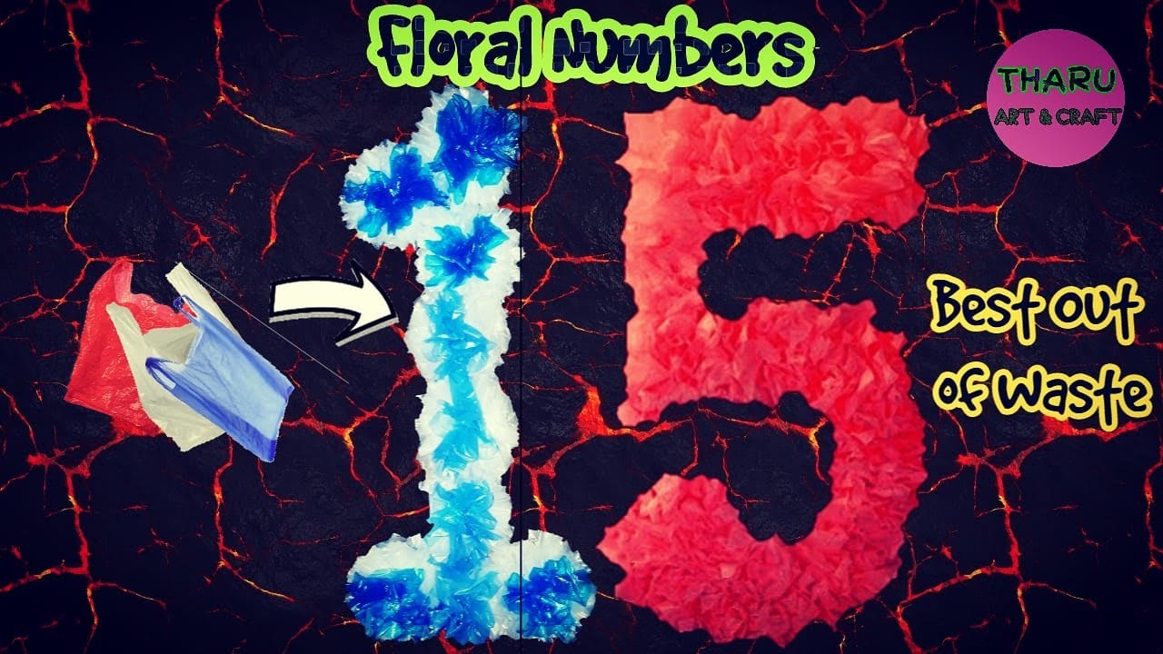 Craft 4 : DIY 3D Floral Numbers for Birthday & Anniversary Decoration | 3D Floral Letters | TharuArt