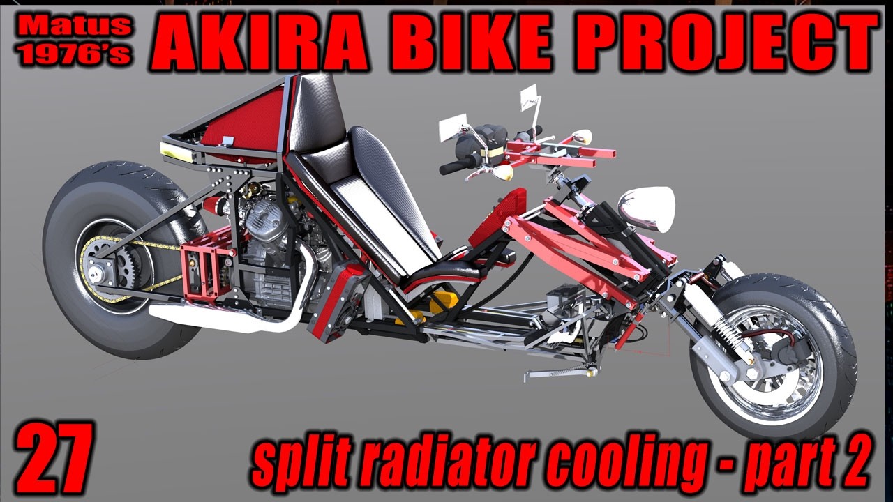 Akira Bike Project - 27 - custom motorcycle split radiator cooling sys - part 2