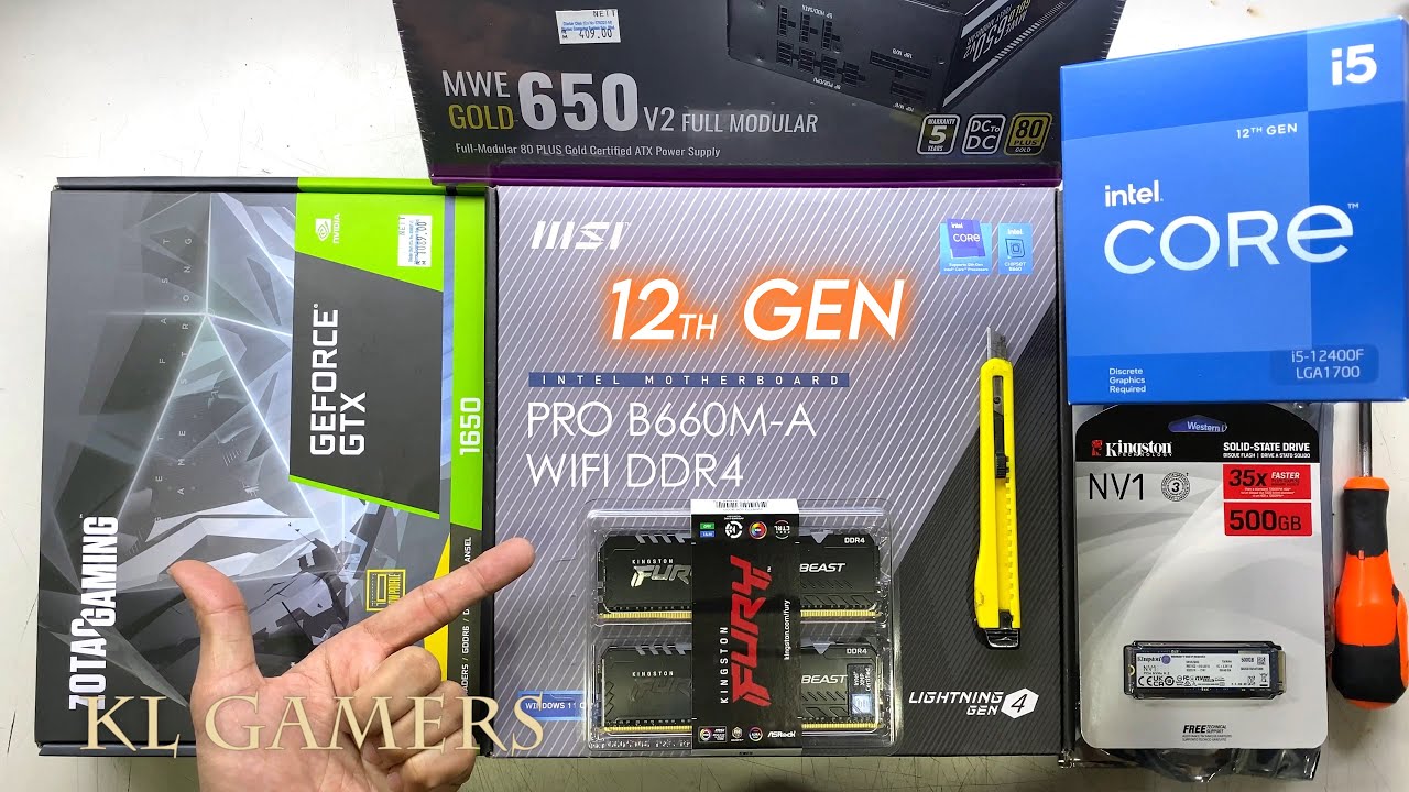 intel Core i5 12400F msi PRO B660M-A WIFI DDR4 ZOTAC GTX1650 Gaming PC Build