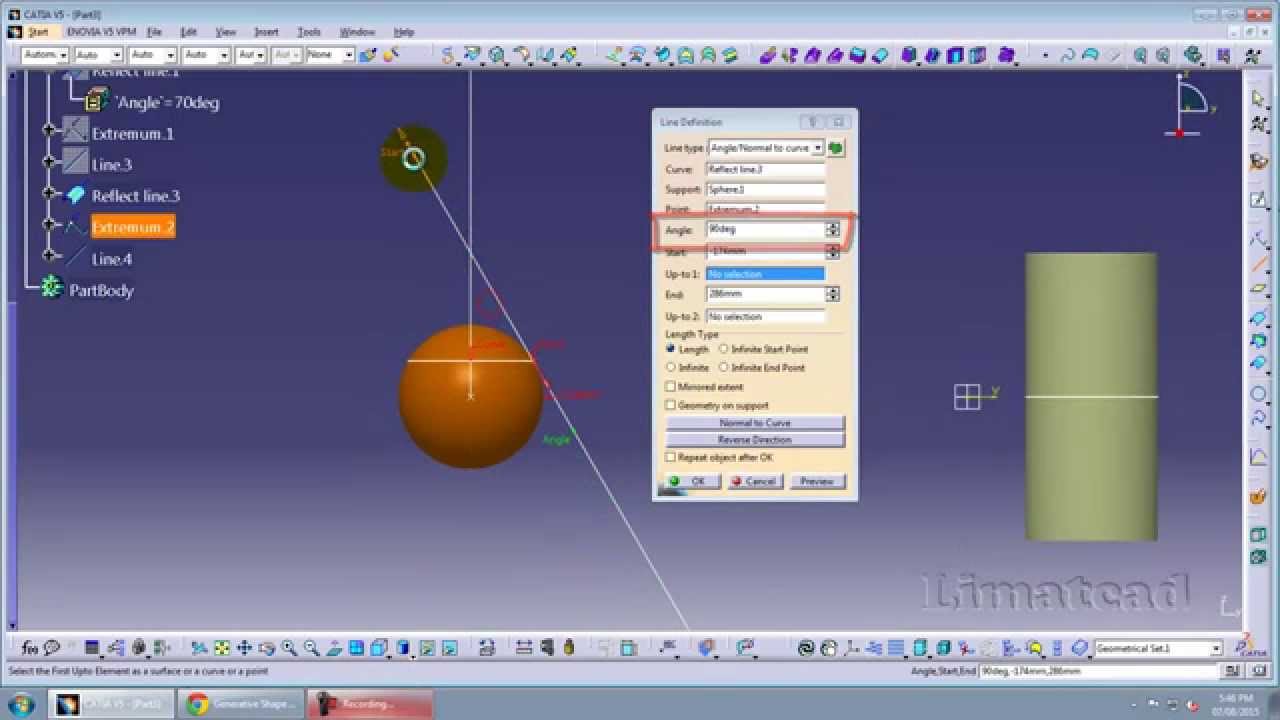 016 LIMATCAD Catia GSD Wireframe Creating Reflect Lines