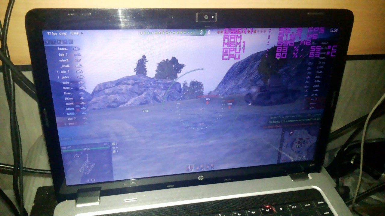 HP G62-a14ER, i3 330M, Radeon HD 5470 1 гб, тест с замером фпс танки World of Tanks