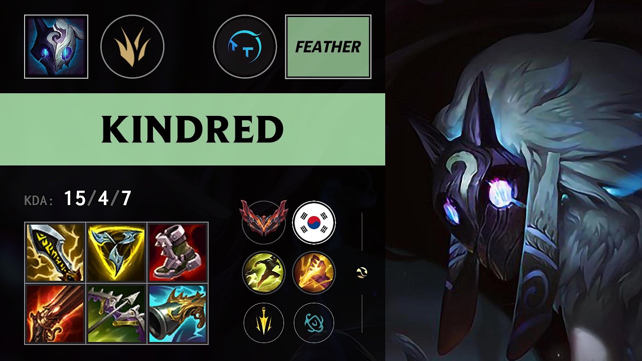 (TT Feather) Kindred Jungle vs Nidalee - KR Grandmaster Patch 26.12