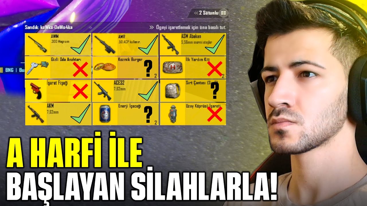 A HARFİ İLE BAŞLAYAN SİLAHLARLA WİN ALMAK?(AWM BULDUK) pubg mobile