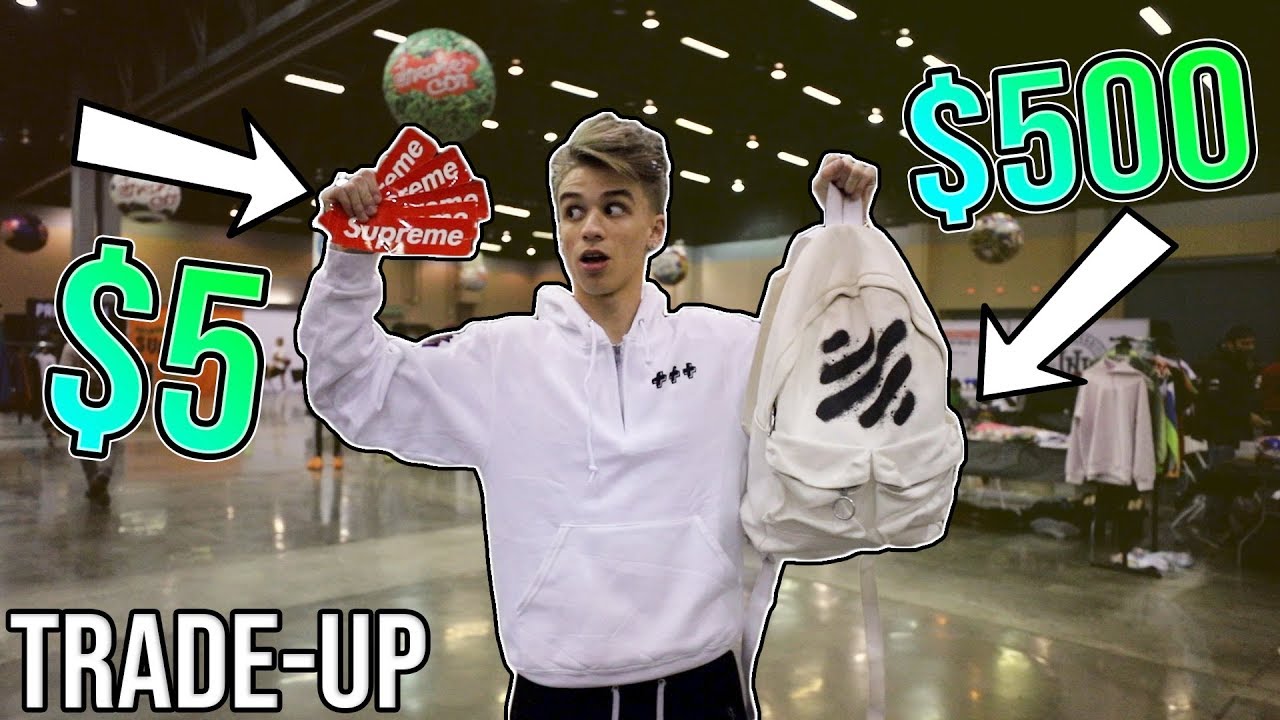 Trading a $5 Supreme Sticker to a $500 Off White Backpack!