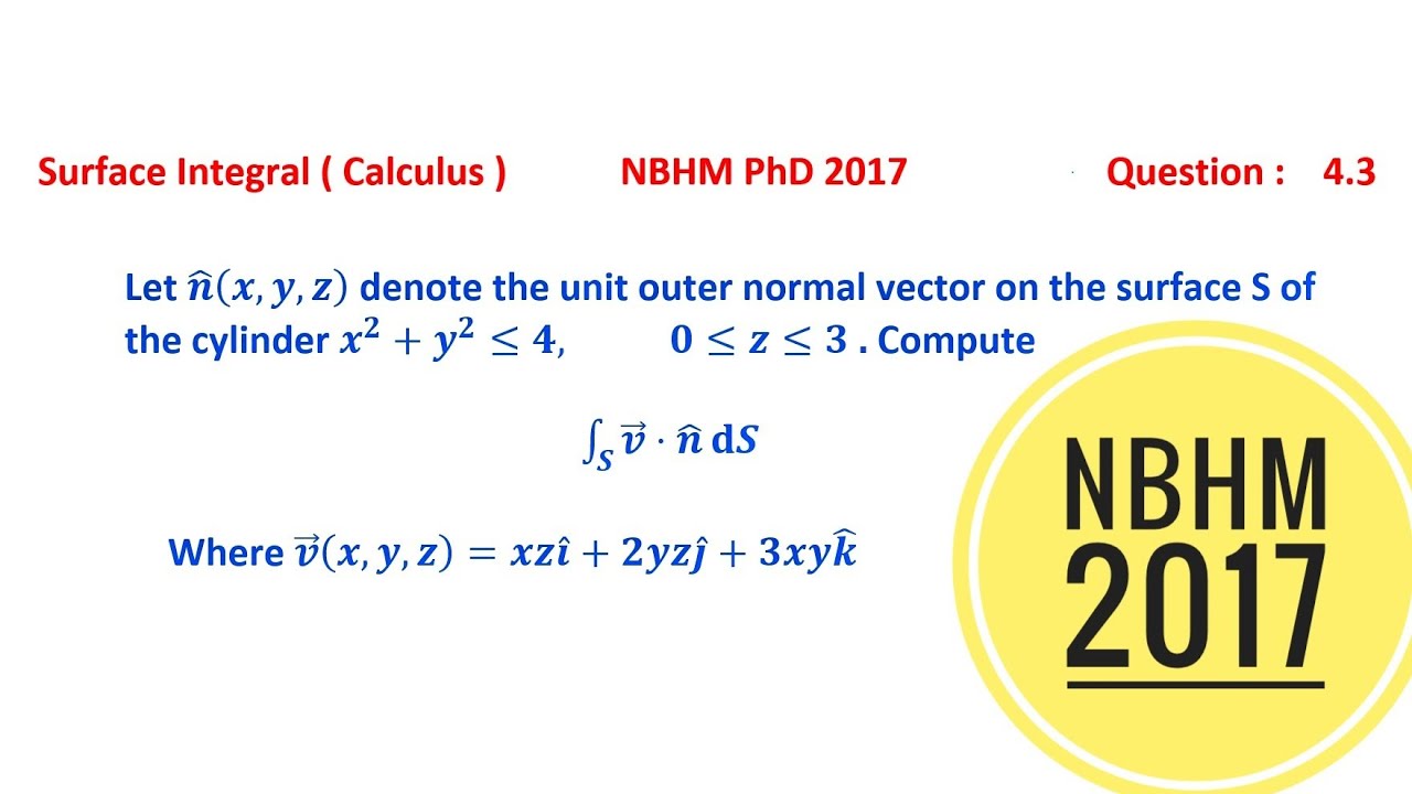 NBHM PhD 2017 | Surface Integral ( Divergence Theorem ) Maths With Smart Tips