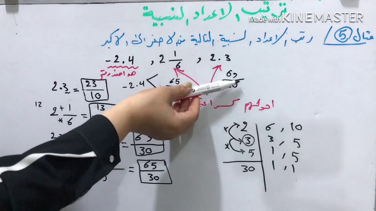 رياضيات الاول متوسط | الجزء الاول |الفصل الثاني | ترتيب الاعداد النسبية ( الجزء 3 للشرح )