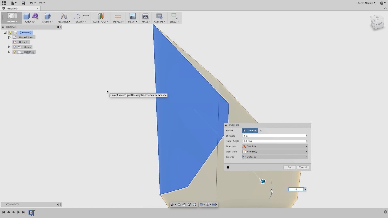 Урок №5 – Моделирование с использованием эскиза во Fusion 360 (часть 2)
