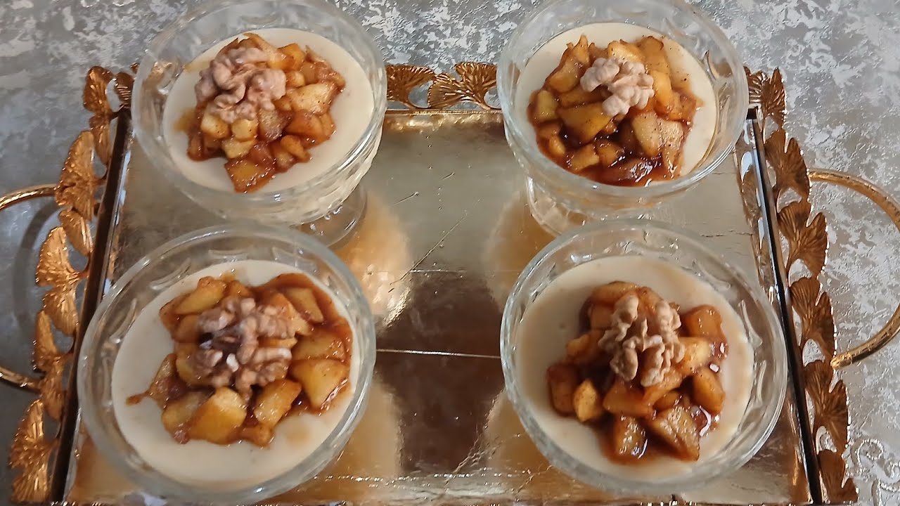 شهيوات رمضان(2#):عندك تفاحة🍏 و نصف ليتر حليب حضري اروع و احلى تحلية سهلة و سريعة