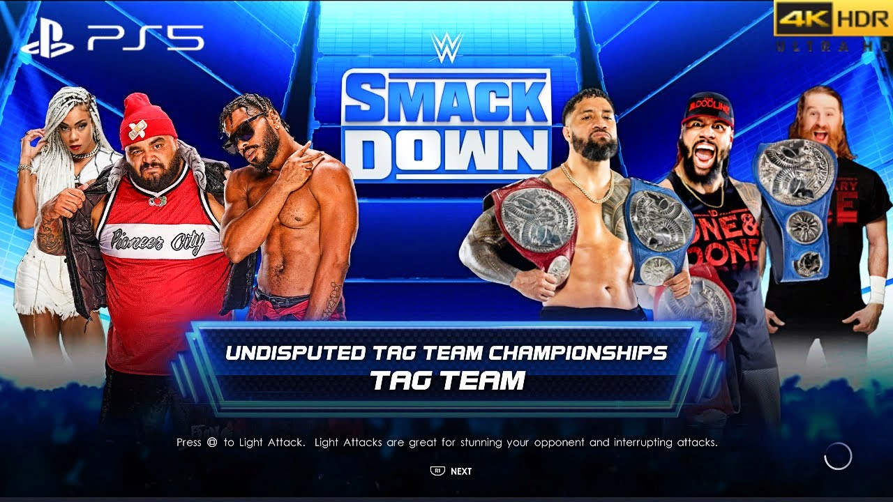 WWE 2K22 (PS5) - THE USOS vs HIT ROW | UNDISPUTED WWE TAG TEAM TITLE MATCH | SMACKDOWN 12/23/22 [4K]