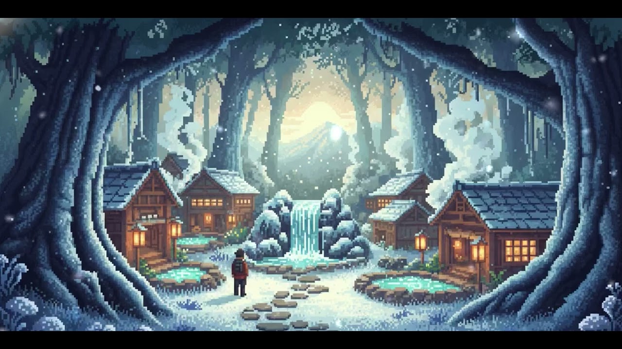 Snowy Onsen Town – Deep Focus Winter Ambient (1 Hour)