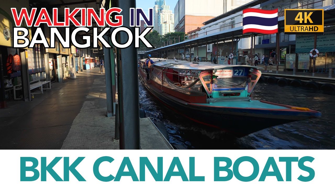 🇹🇭 Bangkok walking tour: Canal Boats - quickest transport in BKK | 4K
