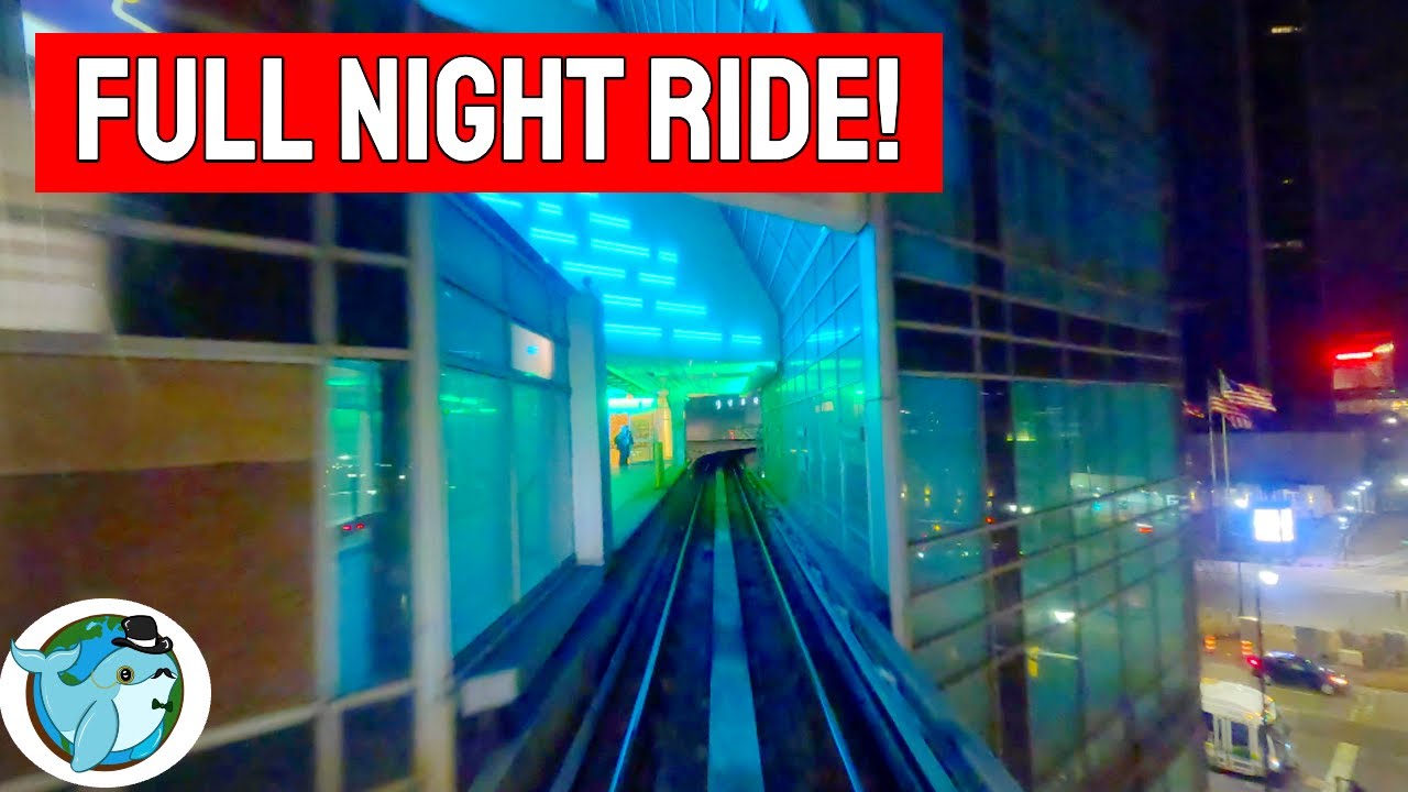 Detroit People Mover - Full Ride Front View POV at Night