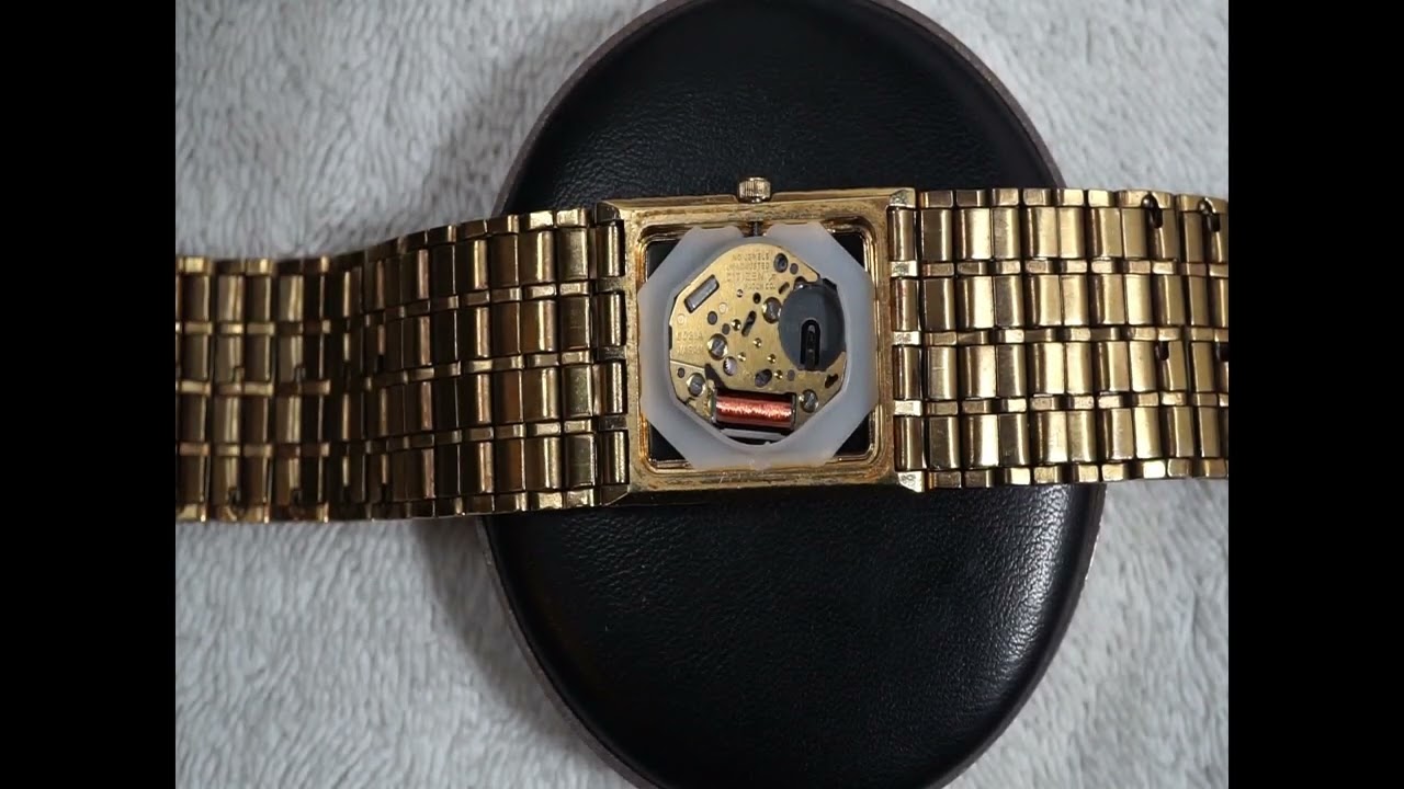 Citizen CQ 6031-S186216031A Gold tone Quartz vintage Watch Black Dial tank repair battery replace