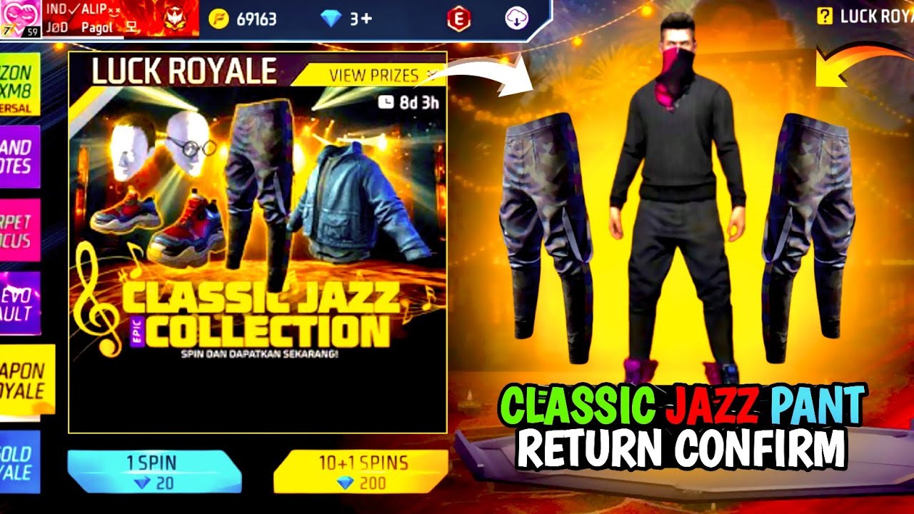 ফাইনালি Classic Jazz Pant Return আসছে 😱😱 Confirm | Free Fire Classic Jazz Pant | Free Fire New Event