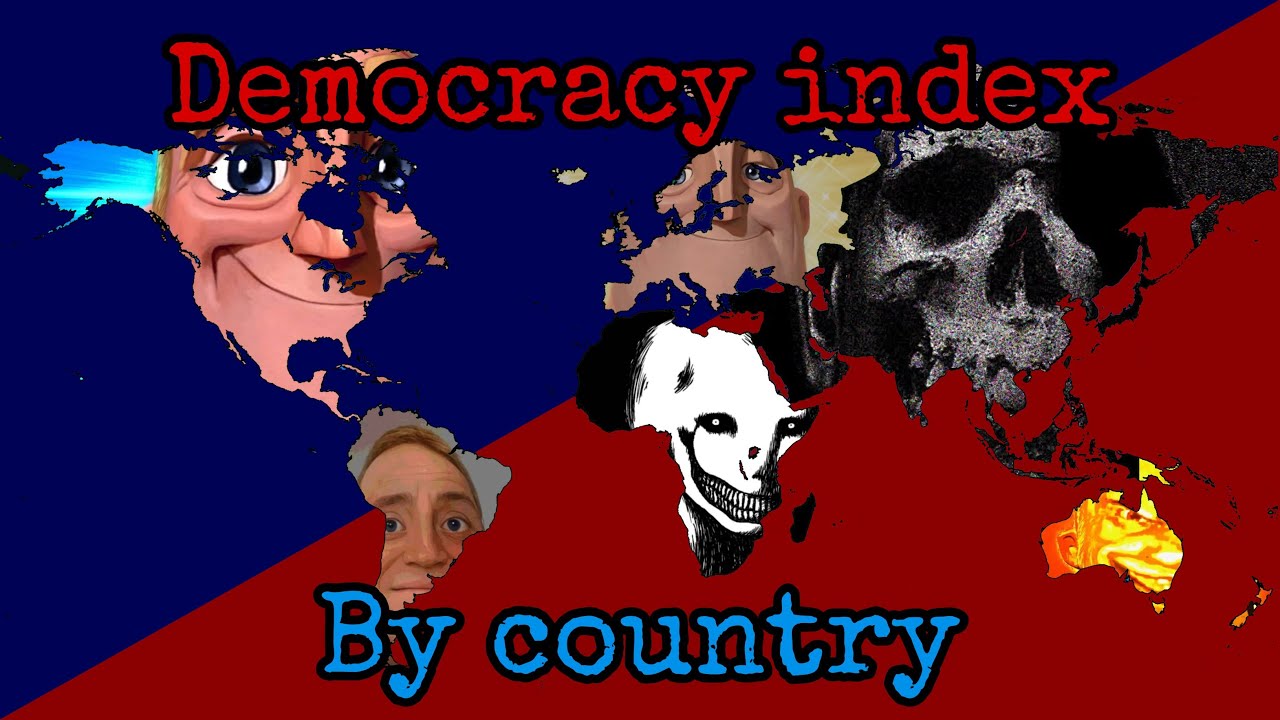(Democracy index by country) Mr Incredible becoming canny/uncanny mapping (4k subscribers special)