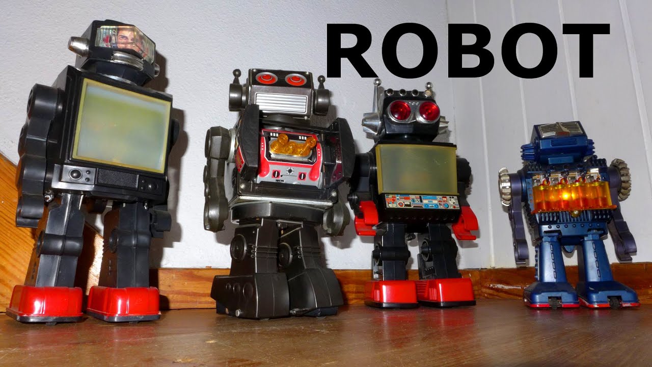 ROBOTER / ROBOTS made in Japan & Hong Kong - Old 1970's toys - Altes Spielzeug 1970er Jahre