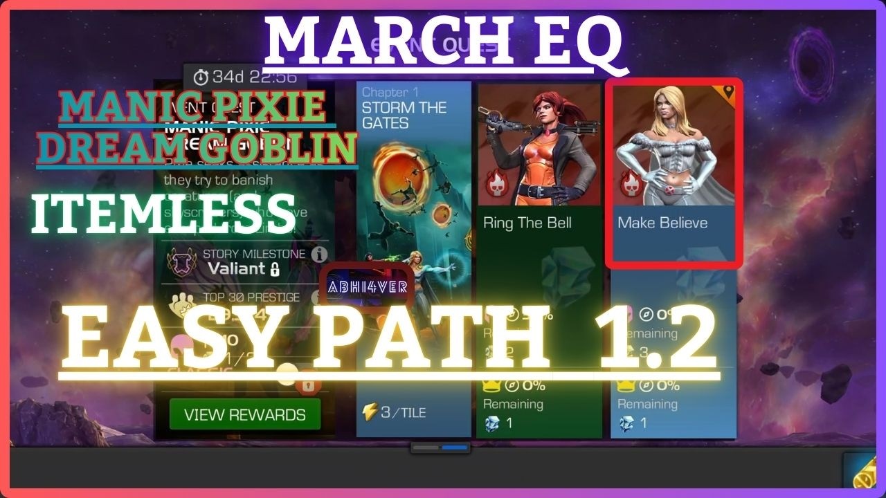 MCOC | EQ 1.2 | Easy Path | March EQ | MANIC PIXIE DREAM GOBLIN | Itemless |
