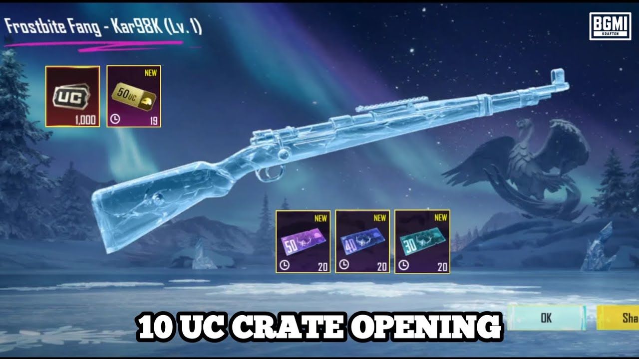 BEST TRICK 🤯 FROSTBITE FANG - KAR98K CRATE OPENING | 10 UC CRATE OPENING IN BGMI/PUBG MOBILE