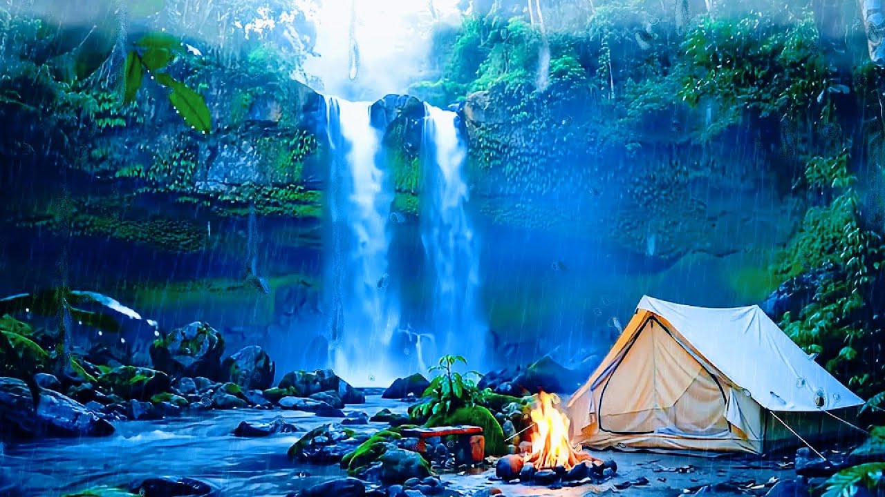 White Noise Waterfall Sounds for Sleeping 🌊 Deep Sleep, Relaxation & Stress Relief Live Stream