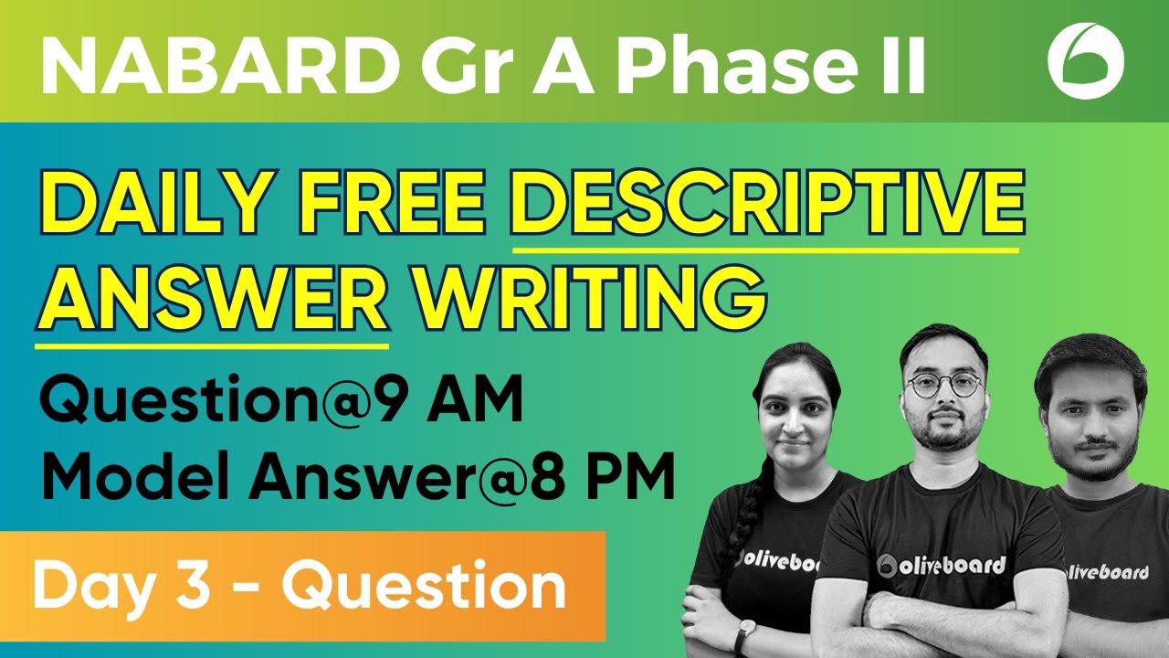 Day 3 Question | Descriptive Answer Writing For NABARD Grade A Phase 2 Preparation | By OB Expert