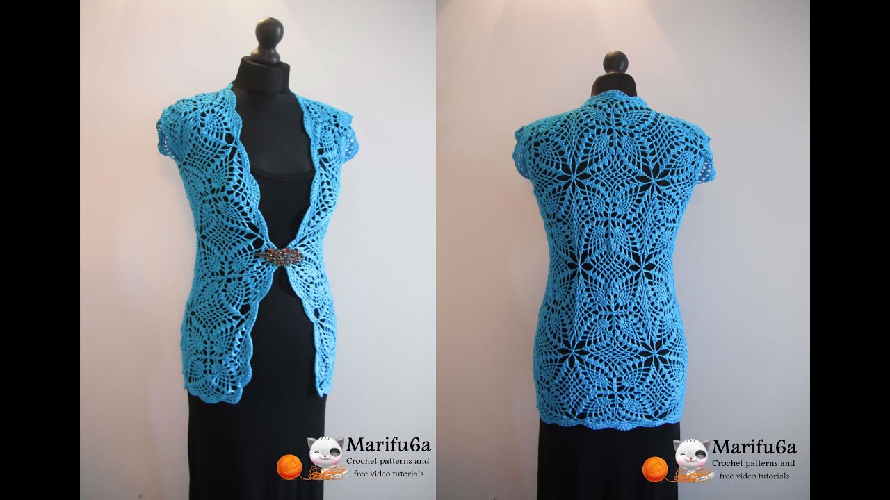 How to crochet cardigan jacket chaleco by marifu6a