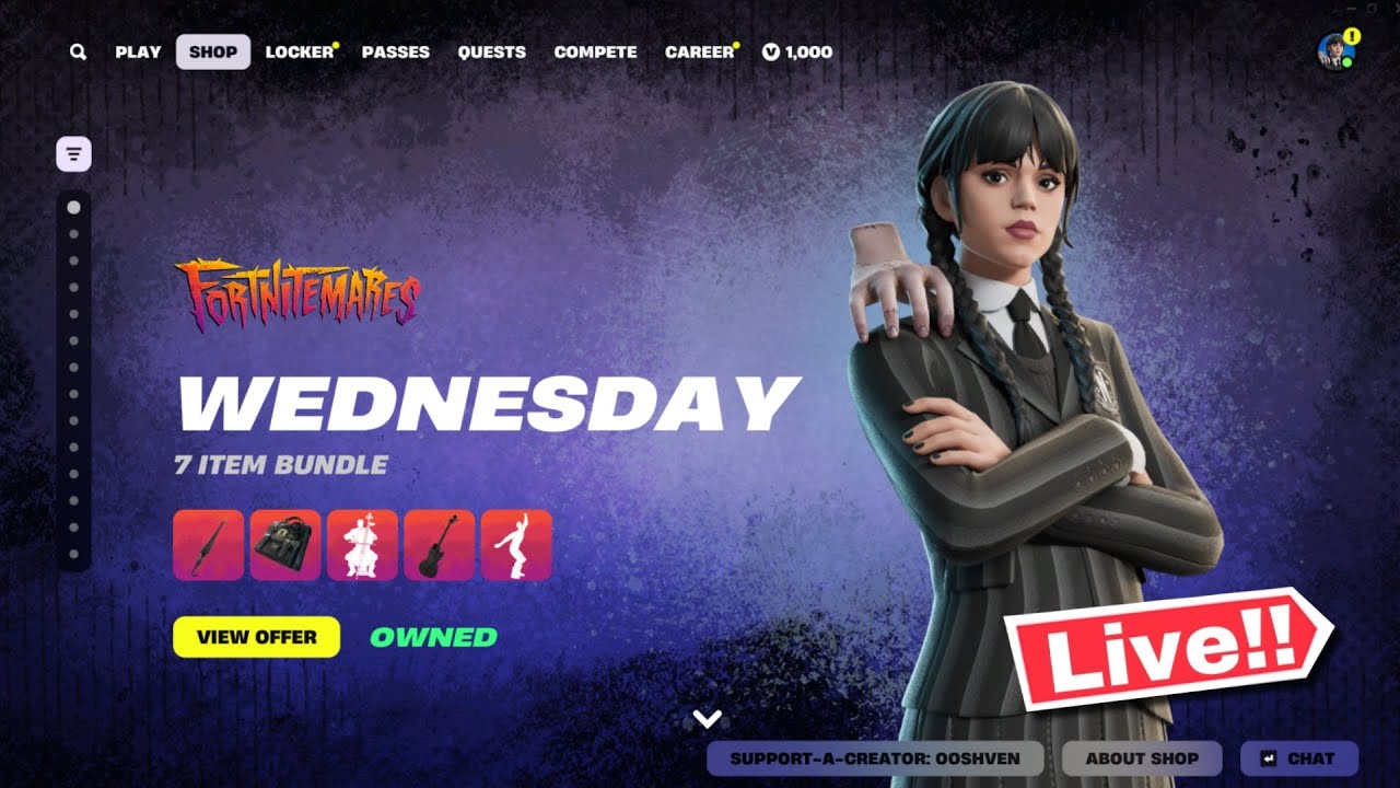 🔴*NEW* FORTNITE WEDNESDAY ADDAMs ITEM SHOP OUT NOW October 24! (Chapter 6 LIVE)