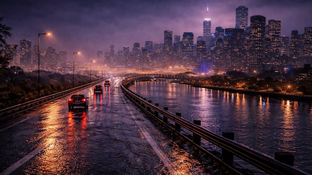 1 Hour Night City Rain 🌃 Deep Focus Ambient Music