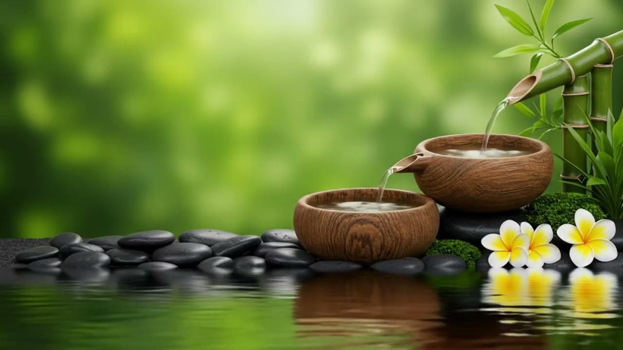 relaxing music guitar water flowing sound - peaceful music & healing music for stress & relax